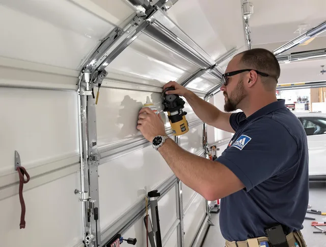 Chino Garage Door Repair technician quieting a noisy garage door in Chino