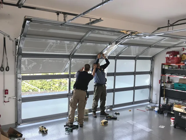 Chino Garage Door Repair expert performing precise panel replacement on Chino garage door